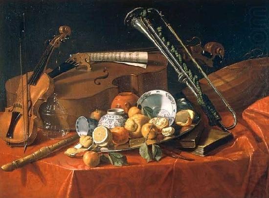 Cristoforo Munari Stilleben mit Musikinstrumenten und Fruchten china oil painting image